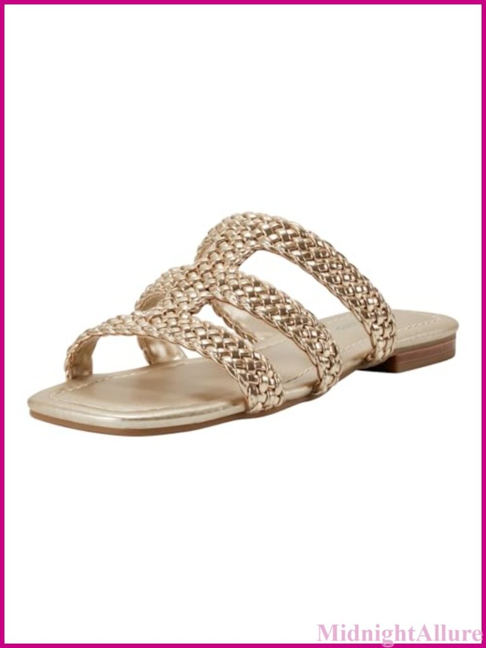 Faux Leather Square Toe Slide Sandals Casual Slip On